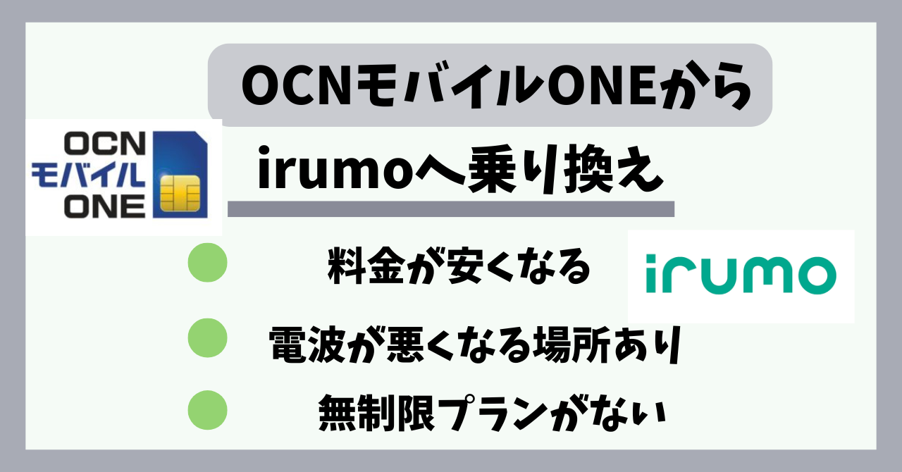 OCNモバイルONEからirumo乗り換え